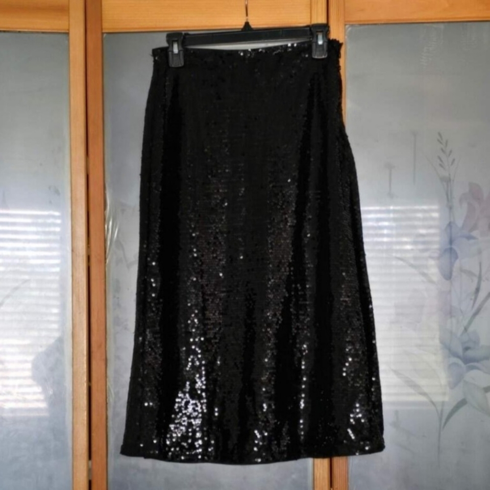 Black long sequin skirt